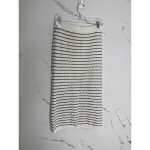 Urban Outfitters Cream and Black Striped Knit Pencil Skirt